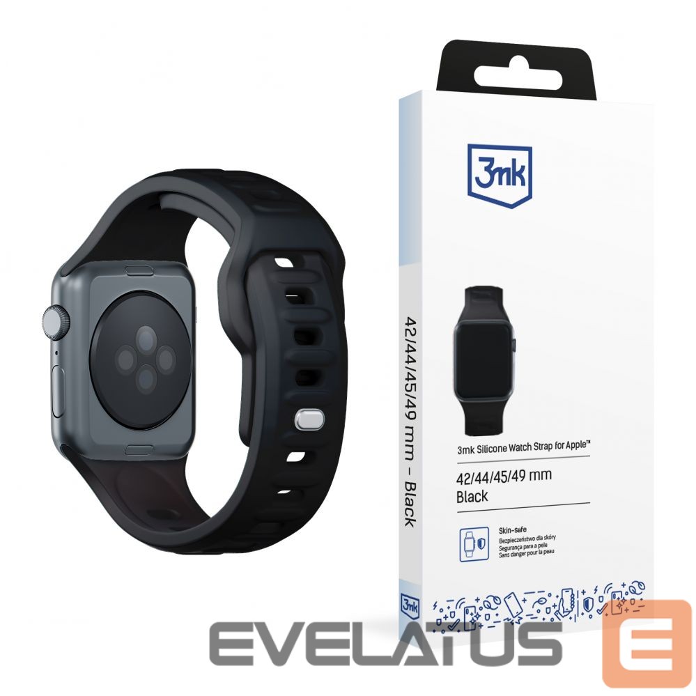 Kitas telefono priedas 3MK 3mk Silicone Watch Strap for Apple Watch 42 / 44 / 45 / 49 mm - black