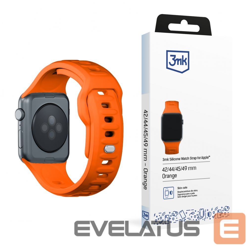 Kitas telefono priedas 3MK 3mk Silicone Watch Strap for Apple Watch 42 / 44 / 45 / 49 mm - orange