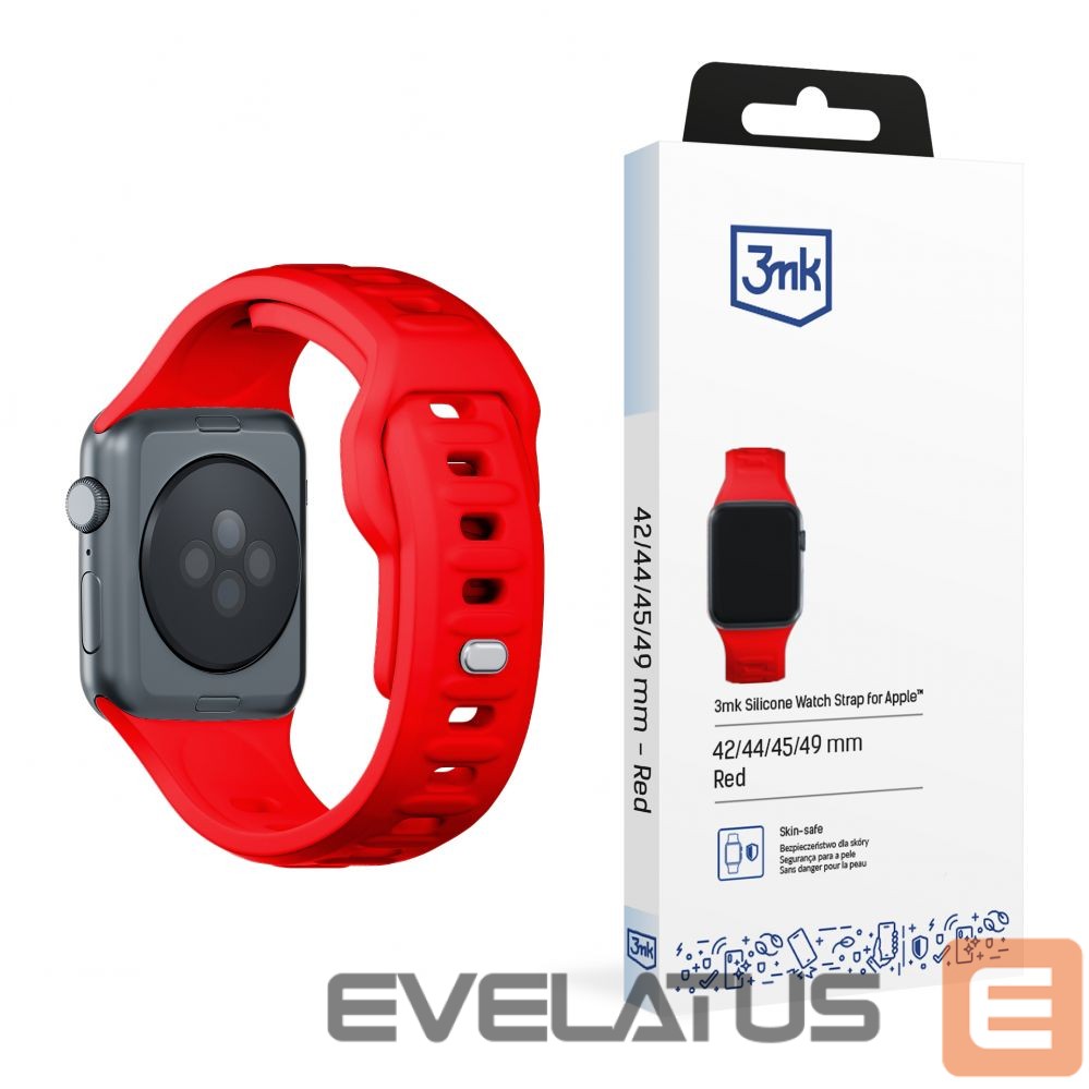 Kitas telefono priedas 3MK 3mk Silicone Watch Strap for Apple Watch 42 / 44 / 45 / 49 mm - red
