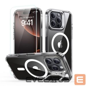 Kitas telefono priedas ESR  ESR Classic Hybrid Kickstand Halolock MagSafe Case Set with Stand + Tempered Glass for iPhone 16 Pro - Clear 