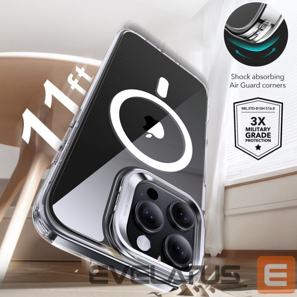 Kitas telefono priedas ESR ESR Classic Hybrid Kickstand Halolock MagSafe Case Set with Stand + Tempered Glass for iPhone 16 Pro - Clear