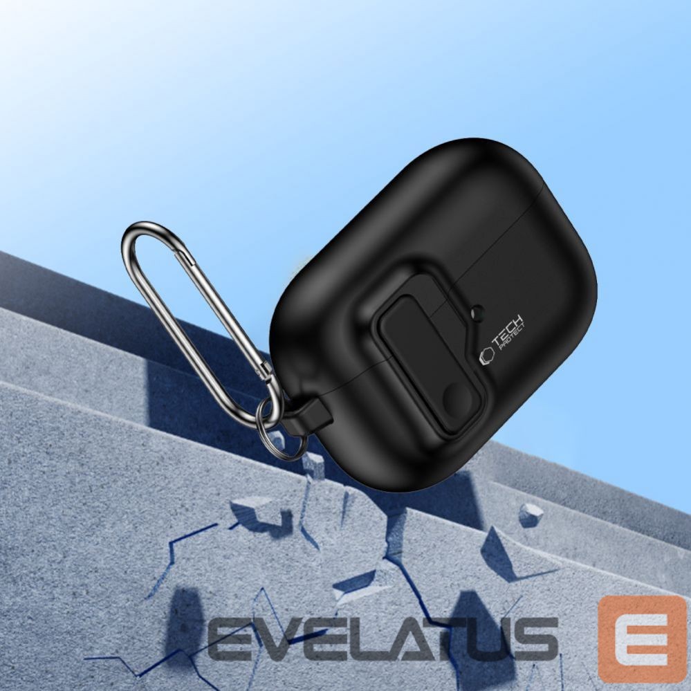 Kitas telefono priedas Tech-Protect Tech-Protect Slim Hook Case with Carabiner for Apple AirPods Pro 1 / 2 - Black