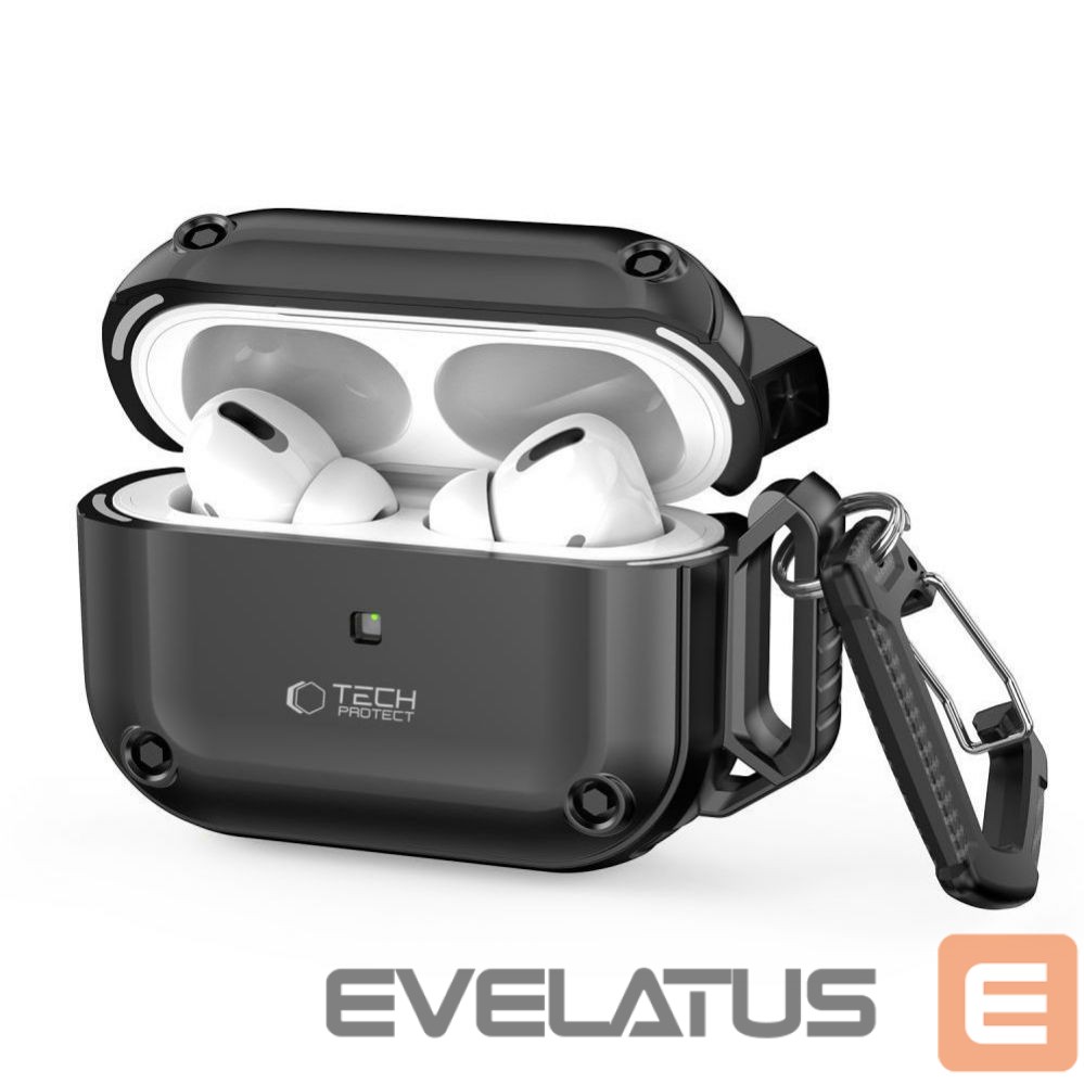 Kitas telefono priedas Tech-Protect Tech-Protect Rough Hook Case with Carabiner for Apple AirPods Pro 1 / 2 - Black