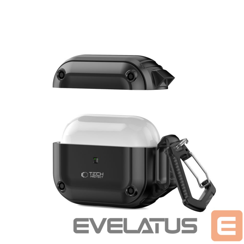 Kitas telefono priedas Tech-Protect Tech-Protect Rough Hook Case with Carabiner for Apple AirPods Pro 1 / 2 - Black