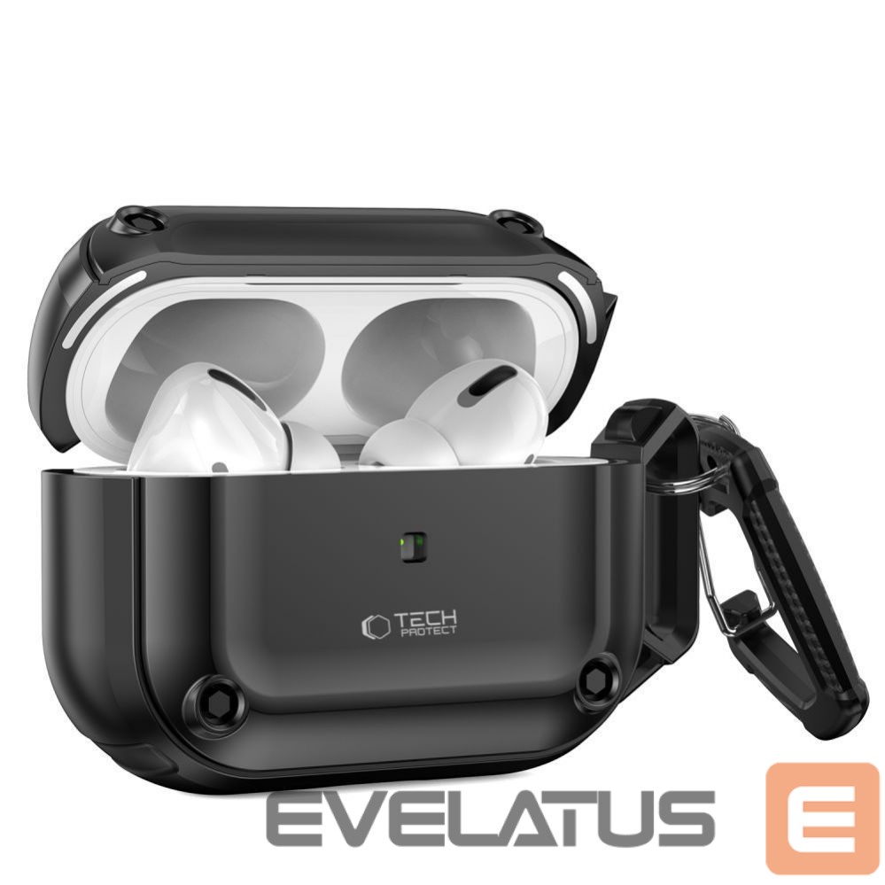 Kitas telefono priedas Tech-Protect Tech-Protect Rough Hook Case with Carabiner for Apple AirPods Pro 1 / 2 - Black
