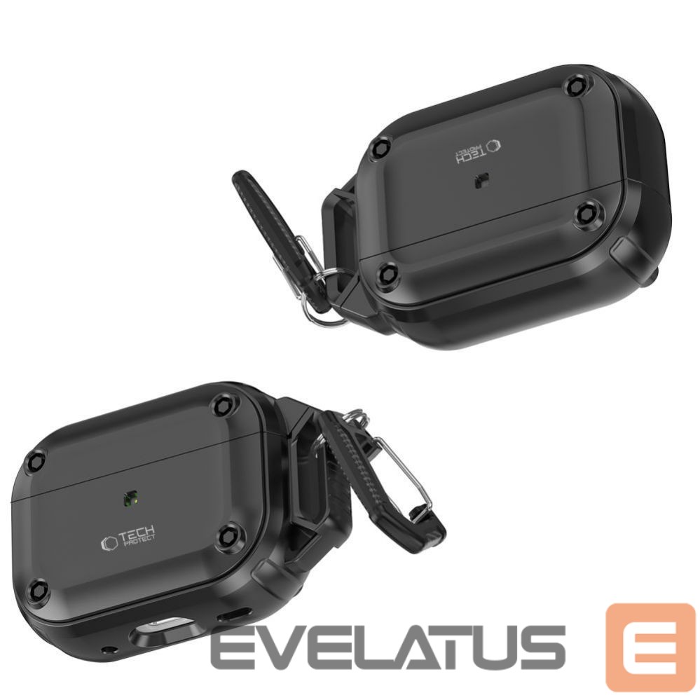 Kitas telefono priedas Tech-Protect Tech-Protect Rough Hook Case with Carabiner for Apple AirPods Pro 1 / 2 - Black
