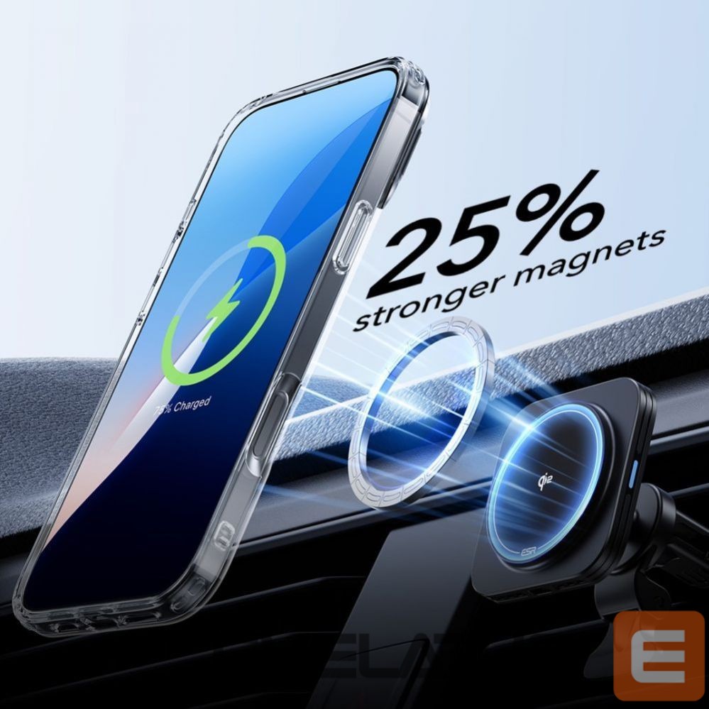 Kitas telefono priedas ESR ESR Classic Hybrid Kickstand Halolock MagSafe Case Set + Tempered Glass for iPhone 16 - Clear