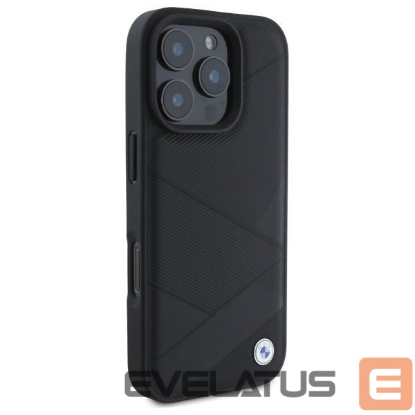 Kitas telefono priedas BMW BMW Sign Leather Crossing Lines Pattern iPhone 16 Pro Max Case - Black