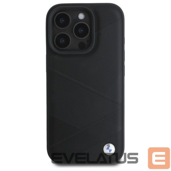 Kitas telefono priedas BMW BMW Sign Leather Crossing Lines Pattern iPhone 16 Pro Max Case - Black