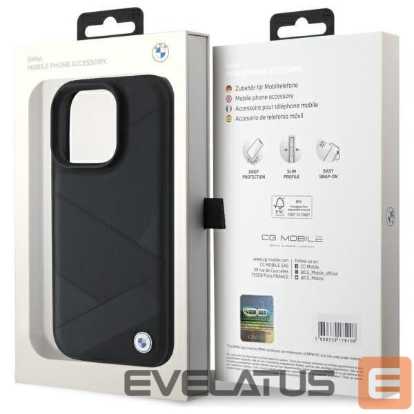 Kitas telefono priedas BMW BMW Sign Leather Crossing Lines Pattern iPhone 16 Pro Max Case - Black