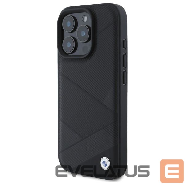 Kitas telefono priedas BMW BMW Sign Leather Crossing Lines Pattern iPhone 16 Pro Max Case - Black