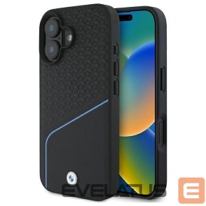 Kitas telefono priedas BMW  BMW BMHMP16S23RDCLK iPhone 16 6.1" black/black hardcase Sign Leather Textured And Line MagSafe 