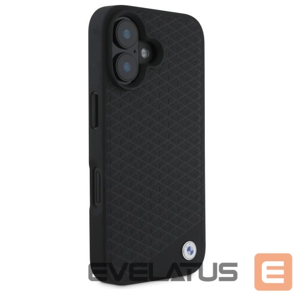 Kitas telefono priedas BMW BMW Sign Leather Diamond Metal Logo MagSafe iPhone 16 Case - Black
