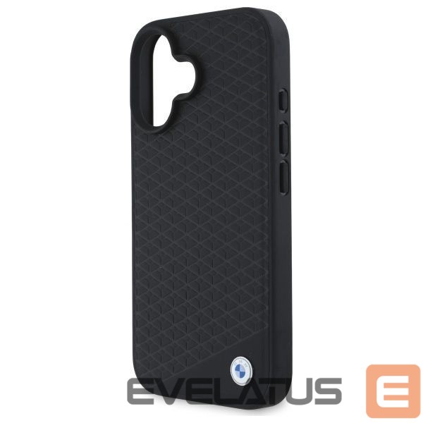 Kitas telefono priedas BMW BMW Sign Leather Diamond Metal Logo MagSafe iPhone 16 Case - Black