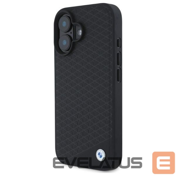 Kitas telefono priedas BMW BMW Sign Leather Diamond Metal Logo MagSafe iPhone 16 Case - Black