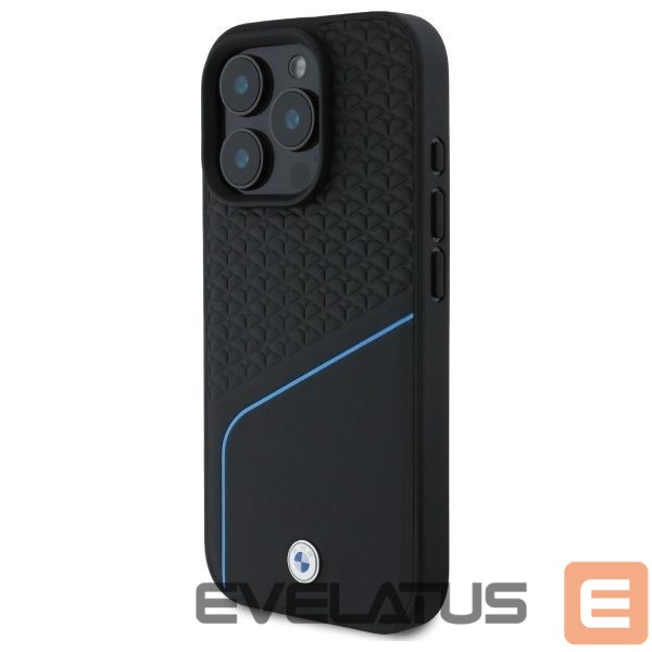 Kitas telefono priedas BMW BMW Sign Leather Textured And Line MagSafe Case for iPhone 16 Pro Max - Black