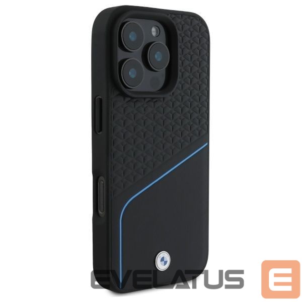 Kitas telefono priedas BMW BMW Sign Leather Textured And Line MagSafe Case for iPhone 16 Pro Max - Black