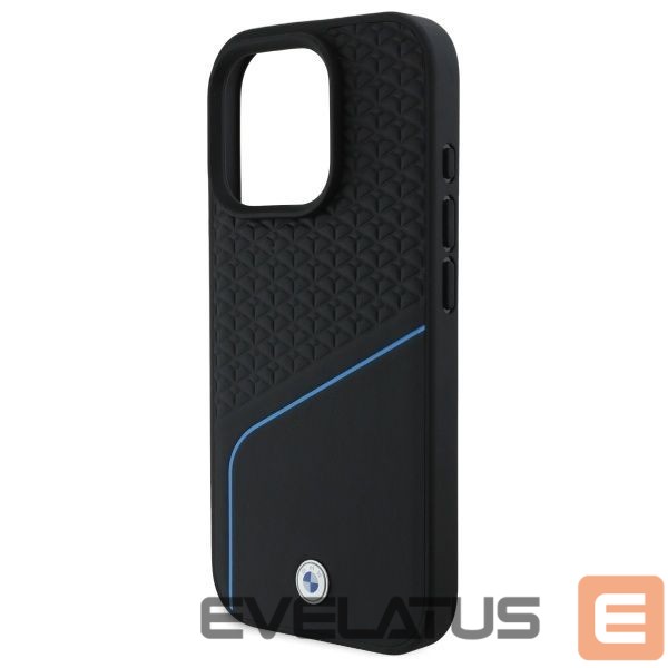 Kitas telefono priedas BMW BMW Sign Leather Textured And Line MagSafe Case for iPhone 16 Pro Max - Black