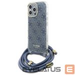 Kitas telefono priedas Guess  Guess Crossbody Cord 4G Print Case with Lanyard for iPhone 16 Pro - Blue 