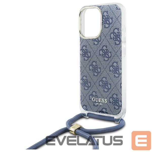 Kitas telefono priedas Guess Guess Crossbody Cord 4G Print Case with Lanyard for iPhone 16 Pro - Blue