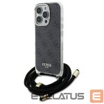 Kitas telefono priedas Guess  Guess Crossbody Cord 4G Print Case with Lanyard for iPhone 16 Pro - Black 