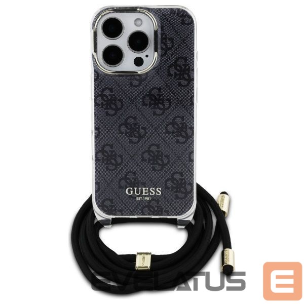 Kitas telefono priedas Guess Guess Crossbody Cord 4G Print Case with Lanyard for iPhone 16 Pro - Black