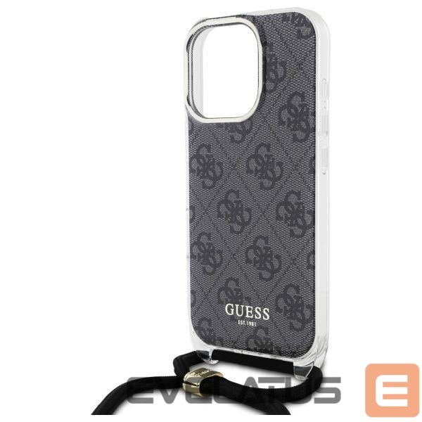 Kitas telefono priedas Guess Guess Crossbody Cord 4G Print Case with Lanyard for iPhone 16 Pro - Black