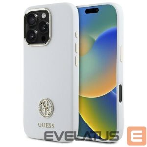 Kitas telefono priedas Guess  Guess Silicone Logo Strass 4G Case for iPhone 16 Pro - White 