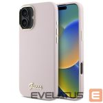 Kitas telefono priedas Guess  Guess Silicone Script Metal Logo & Frame iPhone 16 Plus Case - Pink 
