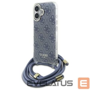Kitas telefono priedas Guess  Guess Crossbody Cord 4G Print Case with Lanyard for iPhone 16 - Blue 