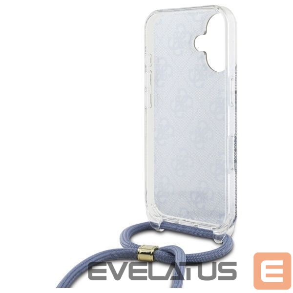 Kitas telefono priedas Guess Guess Crossbody Cord 4G Print Case with Lanyard for iPhone 16 - Blue