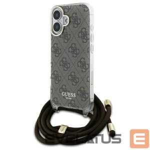 Kitas telefono priedas Guess  Guess Crossbody Cord 4G Print Case with Lanyard for iPhone 16 - Brown 