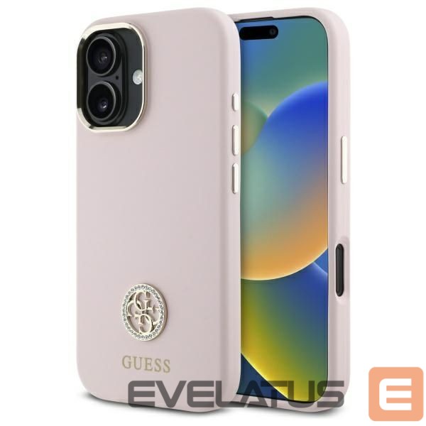 Kitas telefono priedas Guess Guess Silicone Logo Strass 4G case for iPhone 16 - light pink