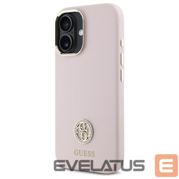 Kitas telefono priedas Guess Guess Silicone Logo Strass 4G case for iPhone 16 - light pink