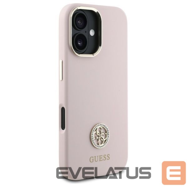 Kitas telefono priedas Guess Guess Silicone Logo Strass 4G case for iPhone 16 - light pink