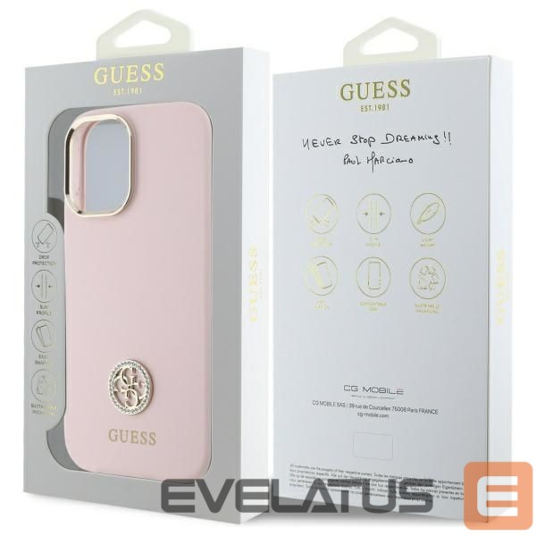 Kitas telefono priedas Guess Guess Silicone Logo Strass 4G case for iPhone 16 - light pink