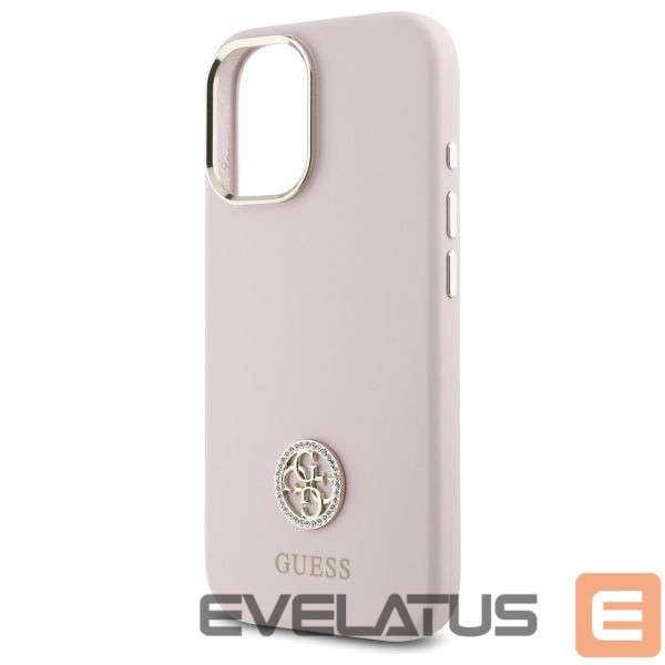 Kitas telefono priedas Guess Guess Silicone Logo Strass 4G case for iPhone 16 - light pink