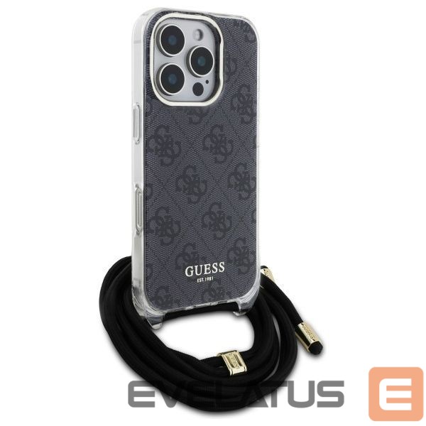 Kitas telefono priedas Guess Guess Crossbody Cord 4G Print Case for iPhone 16 Pro Max - Black