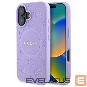 Kitas telefono priedas Guess  Guess Saffiano Peony Classic Logo MagSafena iPhone 16 Plus Case - Purple 