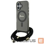 Kitas telefono priedas Guess  Guess Crossbody Cord Script MagSafe iPhone 16 Case - Black 