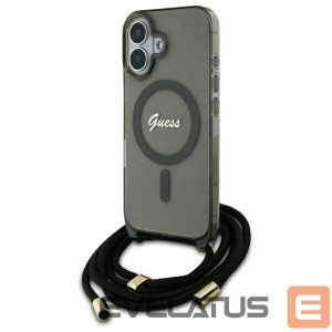 Kitas telefono priedas Guess  Guess Crossbody Cord Script MagSafe iPhone 16 Case - Black 