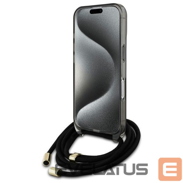 Kitas telefono priedas Guess Guess Crossbody Cord Script MagSafe iPhone 16 Case - Black