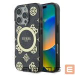 Kitas telefono priedas Guess  Guess IML Peony On 4G Background MagSafe Case for iPhone 16 Pro Max - Black 