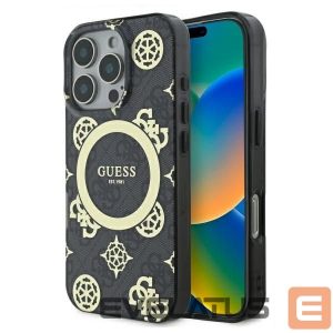 Kitas telefono priedas Guess  Guess IML Peony On 4G Background MagSafe Case for iPhone 16 Pro Max - Black 