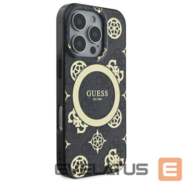 Kitas telefono priedas Guess Guess IML Peony On 4G Background MagSafe Case for iPhone 16 Pro Max - Black
