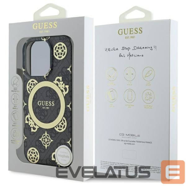 Kitas telefono priedas Guess Guess IML Peony On 4G Background MagSafe Case for iPhone 16 Pro Max - Black