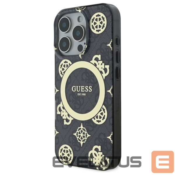 Kitas telefono priedas Guess Guess IML Peony On 4G Background MagSafe Case for iPhone 16 Pro Max - Black