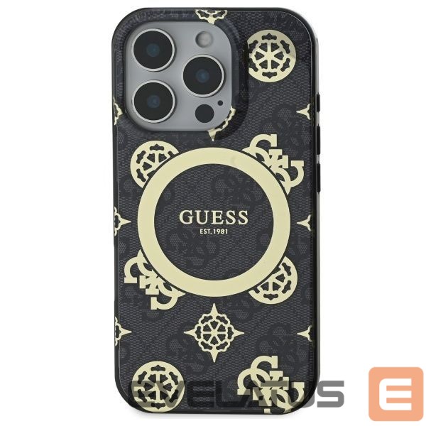 Kitas telefono priedas Guess Guess IML Peony On 4G Background MagSafe Case for iPhone 16 Pro Max - Black