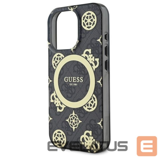 Kitas telefono priedas Guess Guess IML Peony On 4G Background MagSafe Case for iPhone 16 Pro Max - Black