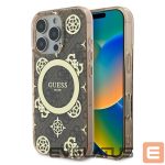 Kitas telefono priedas Guess  Guess IML Peony On 4G Background MagSafe Case for iPhone 16 Pro Max - Brown 